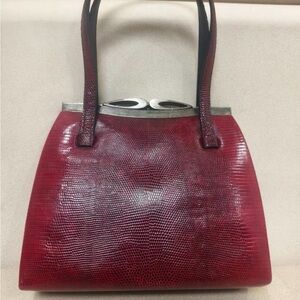 Vintage 60s/70s Rare Raspberry Red Lizard Skin